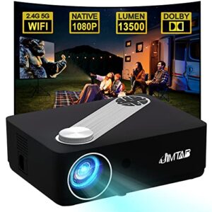 jimtab m22 native 1080p wifi video projector,short throw screen mirroring 2.4g 5g projector support av,usb,hdmi,tf compatible with xbox,laptop,iphone and android (graphite)