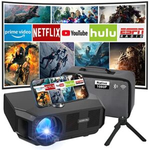 projector with wifi and bluetooth, 5g wifi native 1080p projector, portable 200” movie projector, supports 4k & zoom, compatible w/ hdmi/usb/pc/tv box/ios & android phone