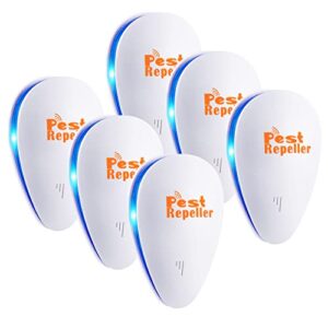 ultrasonic pest repeller – 6 pack，pest repellent plug-in pest control repeller for mosquito, insect, mice, spider, ant, cockroach, rodent & deer indoor repellent