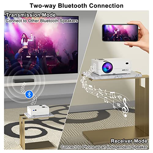 5G WiFi Bluetooth Native 1080P 4K Support Projectors [100" Projector Screen Includ], FINATI AMZFUN Portable Movie Projector 9800LM, Movie Projector for Outdoor Use with Tripod for iPhone/Laptop/PS5