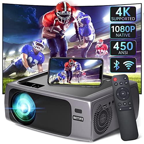 Native 1080P 5G WiFi Bluetooth Projector, 450 ANSI 15000L Full HD Outdoor Movie Projector 4K Supported, 50% Zoom & 450'' Display Home Theater Video Projector Compatible with Phone, PS5, TV Stick, HDMI