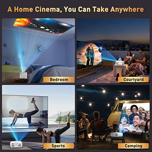 [Auto-Focus] Projector, Native Full HD 1080P Projector 4K Supported, Android TV Home Theater Projector, Outdoor Movie Projector Built in Two-Way Bluetooth, 2.4/5G WiFi, 4D Keystone Correction