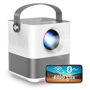 fangor wifi projector, 200″ display&1080p supported, 360° speaker/bluetooth, 6000l portable wireless mini projector for outdoor movie, sync smartphone screen via wifi/usb cable, for ios/android