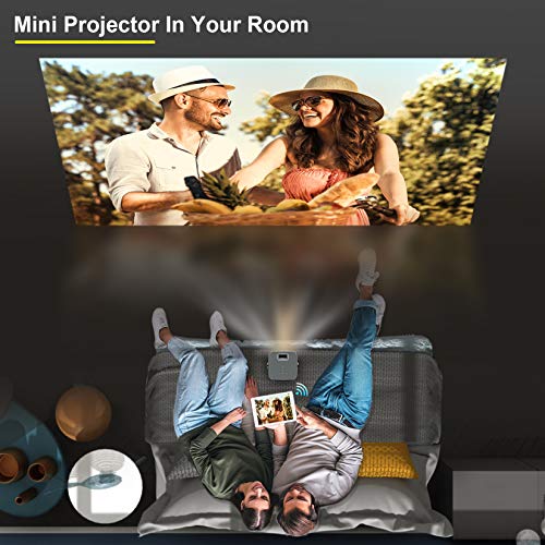 FANGOR WiFi Projector, 200" Display&1080P Supported, 360° Speaker/Bluetooth, 6000L Portable Wireless Mini Projector for Outdoor Movie, Sync Smartphone Screen via WiFi/USB Cable, for iOS/Android