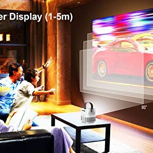 FANGOR WiFi Projector, 200" Display&1080P Supported, 360° Speaker/Bluetooth, 6000L Portable Wireless Mini Projector for Outdoor Movie, Sync Smartphone Screen via WiFi/USB Cable, for iOS/Android