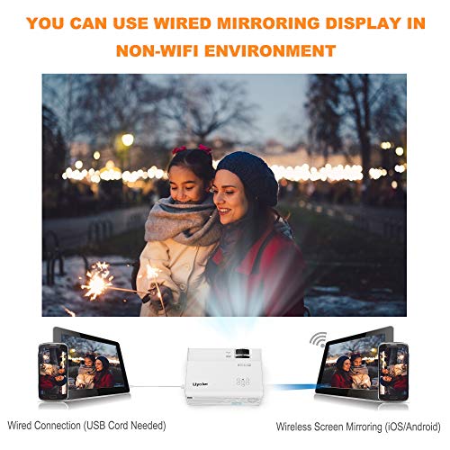 WiFi Projector, Uyole Outdoor Movie Projector with 100'' Projector Screen, 1080P Full HD Supported & 200'' Video Projector for Outdoor Movies, Wireless Mirroring via WiFi/USB for iPhone/Android/PC/TV