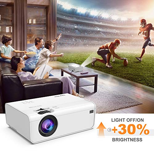 WiFi Projector, Uyole Outdoor Movie Projector with 100'' Projector Screen, 1080P Full HD Supported & 200'' Video Projector for Outdoor Movies, Wireless Mirroring via WiFi/USB for iPhone/Android/PC/TV