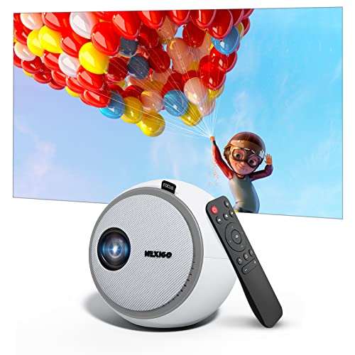 NexiGo Mini Portable Projector, for Cartoon, Kids Gift, 80 ANSI Lumen, Movie Projector, Native 720P Compatible with Full HD 1080P, up to 4K, HDMI, USB Interfaces (Pearl)