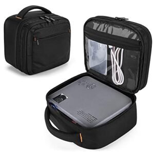 curmio double layers projector case, mini projector carrying bag compatible with dr.j professional and qkk mini projector, black