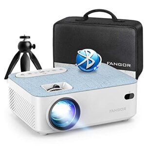 fangor hd bluetooth projector – portable 1080p supported projector for outdoor movie, mini video projector with carry bag & tripod, compatible computer/ laptop/ sd cards/ps4/ xbox