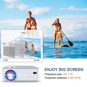 FANGOR HD Bluetooth Projector - Portable 1080P Supported Projector for Outdoor Movie, Mini Video Projector with Carry Bag & Tripod, Compatible Computer/ Laptop/ SD Cards/PS4/ Xbox