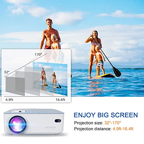 FANGOR HD Bluetooth Projector - Portable 1080P Supported Projector for Outdoor Movie, Mini Video Projector with Carry Bag & Tripod, Compatible Computer/ Laptop/ SD Cards/PS4/ Xbox