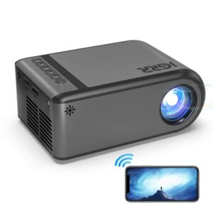 mini projector, igrr wifi projector 1080p supported portable outdoor movie projector with synchronize smartphone screen, compatible with ios/ android, hdmi/ tv stick