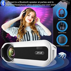 JIFAR HD Projector with WiFi and Bluetooth, 5G WiFi Native 1080P 12000L Outdoor Projector Support 4K 450" Display, Mini Portable Movie Projector, for PPT, Dolby, TV, VGA, Laptop, iOS & Android Phone