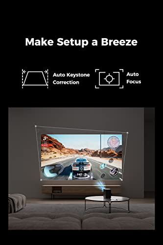 Mini Projector, Emotn N1 Netflix Officially-Licensed Portable Projector, Native 1080P Movie Projector with 5G Wi-Fi and Bluetooth 5.0, Autofocus Auto Keystone, 120" Picture, Dolby Audio Speaker, Grey
