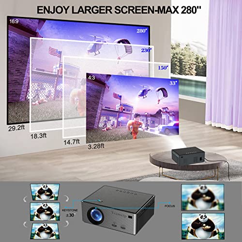 Native 1080P 5G WiFi Bluetooth Projector, 9500L Mini Projector Support 4K Android/iOS Sync Screen 280" Max Screen, Home Movie Theater Video Projector Compatible w/TV Stick HDMI USB AV TF PC Laptop