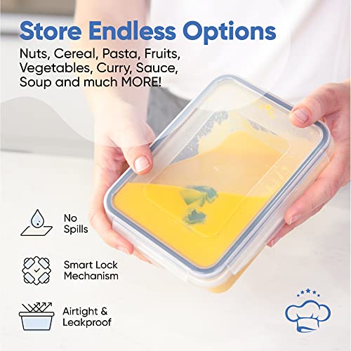 32 Piece Food Storage Containers Set with Easy Snap Lids (16 Lids + 16 Containers) - Airtight Plastic Food Containers for Pantry & Kitchen Organization - For Meal Prep, Home Essentials & Leftovers