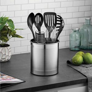 Extra-Large Stainless Steel Kitchen Utensil Holder - 360° Rotating Utensil Caddy - Weighted Base for Stability - Utensil Crock With Removable Divider for Easy Cleaning - Countertop Utensil Organizer.