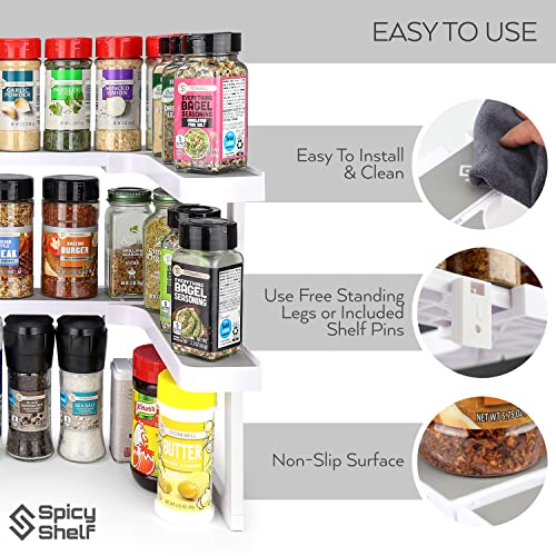 Spicy Shelf Deluxe - Expandable Spice Rack and Stackable Cabinet & Pantry Organizer (1 Set of 2 shelves) - As seen on TV(Spicy Shelf Deluxe)