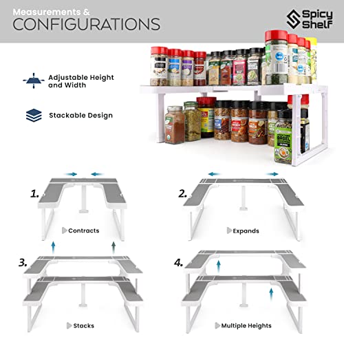 Spicy Shelf Deluxe - Expandable Spice Rack and Stackable Cabinet & Pantry Organizer (1 Set of 2 shelves) - As seen on TV(Spicy Shelf Deluxe)