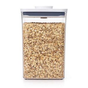 oxo good grips pop container – airtight 4.4 qt for flour and more food storage, square, clear
