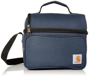 carhartt insulated 12 can two compartment lunch cooler, durable fully-insulated lunch box, navy