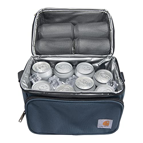 Carhartt Insulated 12 Can Two Compartment Lunch Cooler, Durable Fully-Insulated Lunch Box, Navy