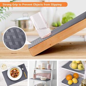 Shelf Liners for Kitchen Cabinets Refrigerator Liners Waterproof & Oil-Proof Kitchen Cupboard Liner Durable Plastic Drawer Mats EVA Material Non Adhesive Fridge Liner for Shelves Gray 11.8 x 59 Inch