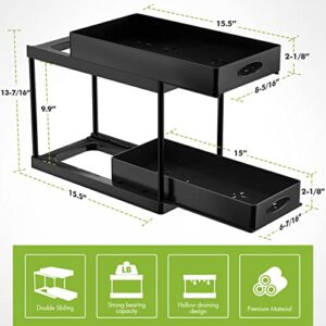 Avaspot Double Sliding Cabinet Organizer Drawer, Under Sink Organizers and Storage 2 Tier Easy Access Slide Out Cabinet Organizer, Bathroom Organizer Under Sink Cabinet Kitchen Organizers and Storage