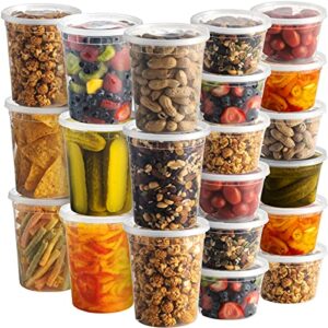 joyserve deli food containers with lids – (48 sets) 24-32 oz quart size & 24-16 oz pint size airtight food storage takeout meal prep containers with 54 lids, bpa-free, dishwasher, microwave safe