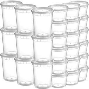 JoyServe Deli Food Containers with Lids - (48 Sets) 24-32 Oz Quart Size & 24-16 Oz Pint Size Airtight Food Storage Takeout Meal Prep Containers with 54 Lids, BPA-Free, Dishwasher, Microwave Safe