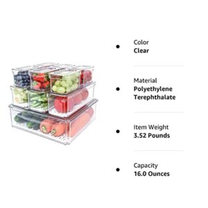 Pomeat 10 Pack Fridge Organizer, Stackable Refrigerator Organizer Bins with Lids, BPA-Free Produce Fruit Storage Containers for Fridge Organizers and Storage Clear for Food, Drinks, Vegetable Storage