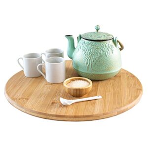 tb home 14” bamboo lazy susan organizer for kitchen, turntable for cabinet, table or pantry