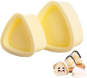 onigiri mold triangle, 2 pieces rice ball mold makers, triangle sushi mold for bento or japanese boxed meal children bento by hagbou (beige)
