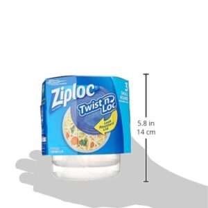 Ziploc Twist N Loc Food Storage Meal Prep Containers Reusable for Kitchen Organization, Dishwasher Safe, Small Round, 3 Count