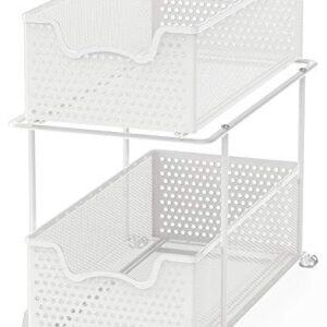 Simple Houseware 2 Tier Sliding Cabinet Basket Organizer Drawer, White