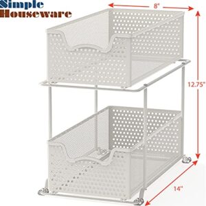 Simple Houseware 2 Tier Sliding Cabinet Basket Organizer Drawer, White