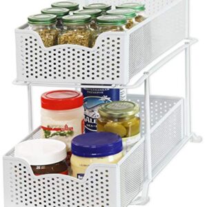 Simple Houseware 2 Tier Sliding Cabinet Basket Organizer Drawer, White