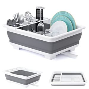 collapsible dish drying rack portable dinnerware drainer organizer for kitchen rv campers travel trailer space saving kitchen storage tray