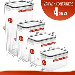 Skroam 24 Pack Airtight Food Storage Containers with Lids for Kitchen Pantry Organization and storage, BPA Free, Plastic Canister Set for Cereal, Pasta, Flour & Sugar - Spoon Set, Labels & Marker.