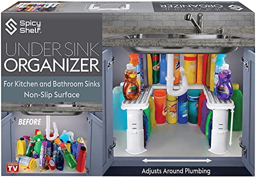 Spicy Shelf Expandable Under Sink Organizer and Storage I Bathroom Under the Sink Organizer Kitchen Under Sink Shelf I Cleaning Supplies Organizer Under Sink Storage I EXPANDABLE HEIGHT DEPTH & WIDTH