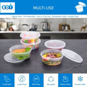 EDI Deli Food Storage Containers with Lids 50 Sets (8oz)