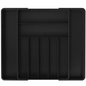 simple houseware expandable kitchen drawer flatware organizer, black