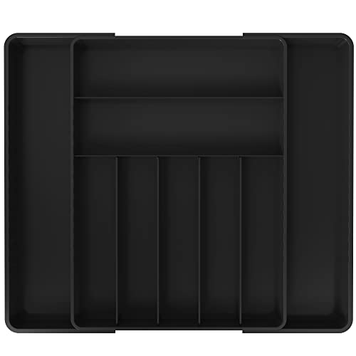 Simple Houseware Expandable Kitchen Drawer Flatware Organizer, Black