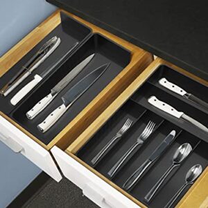 Simple Houseware Expandable Kitchen Drawer Flatware Organizer, Black