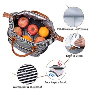 Insulated Lunch Bag - Large Portable Cooler Lunch Box for Office Work School Picnic Beach Workout - Reusable Freezable Tote Lunch Bag Organizer with Adjustable Shoulder Strap for Women Men Adult Kids