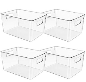 clear plastic storage bins, perfect for kitchen organization or pantry organization and storage, fridge organizer plastic bins, pantry organization and storage bins, cabinet organizers