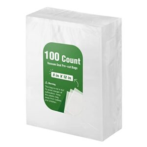 syntus vacuum sealer bags, 100 quart 8″ x 12″ commercial grade precut bag, food vac bags for storage, meal prep or sous vide