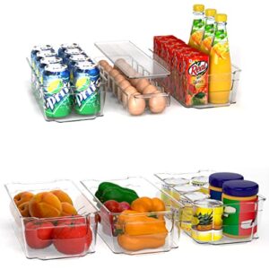 utopia home set of 6 fridge organizer – includes 6 refrigerator organizer bins (5 drawers & 1 egg holder) – pantry organization and storage bins for freezers, countertops and cabinets