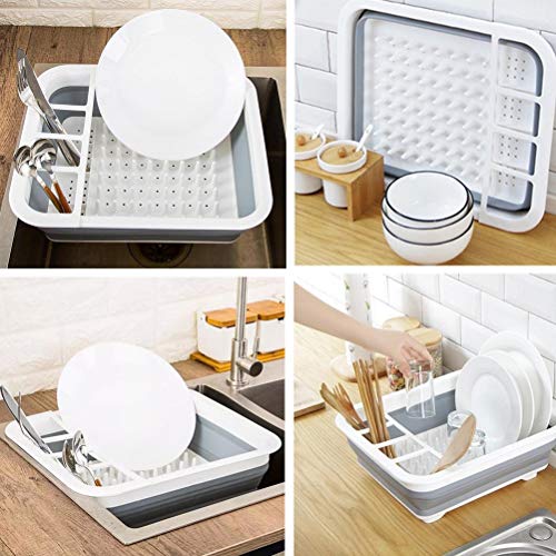 Fafcitvz Collapsible Dish Drying Rack Portable Dish Drainer Dinnerware Organizer for Kitchen RV Campers Storage